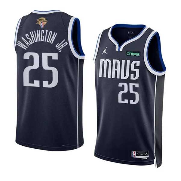 Men%27s Dallas Mavericks #25 P.J. Washington Jr. Navy 2024 Finals Statement Edition Stitched Basketball Jersey Dzhi